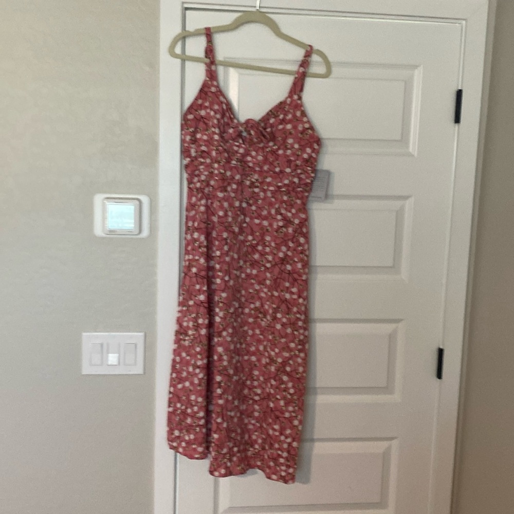 Pink flowered midi dress size M